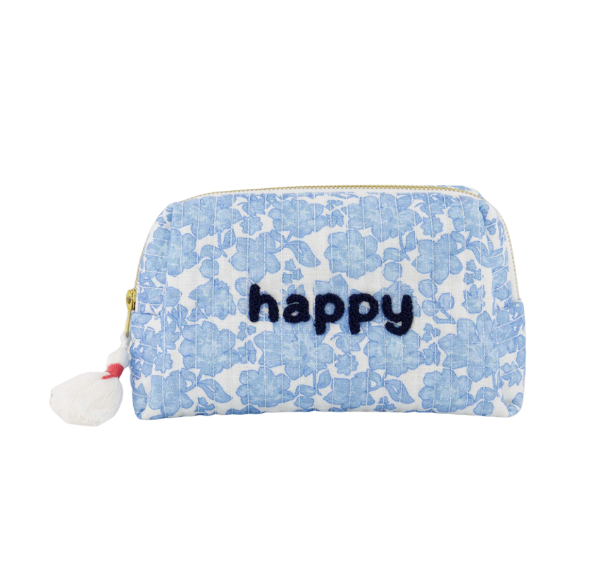 Zusss | Toilettas bloemen happy lichtblauw / wit