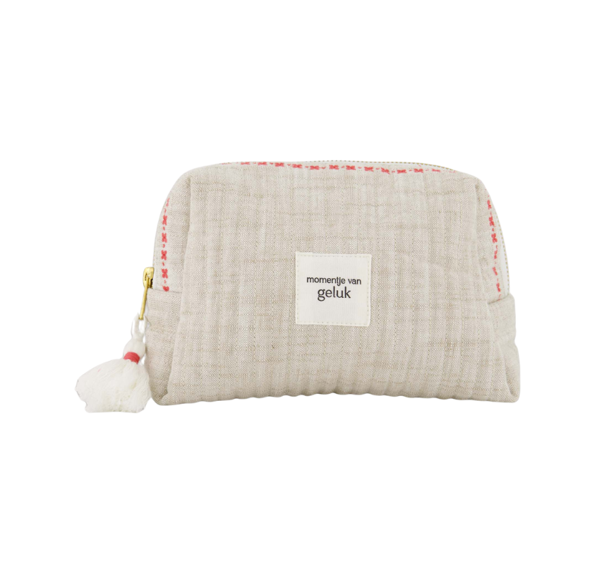 Zusss | Toilettas momentje van geluk off white / rood