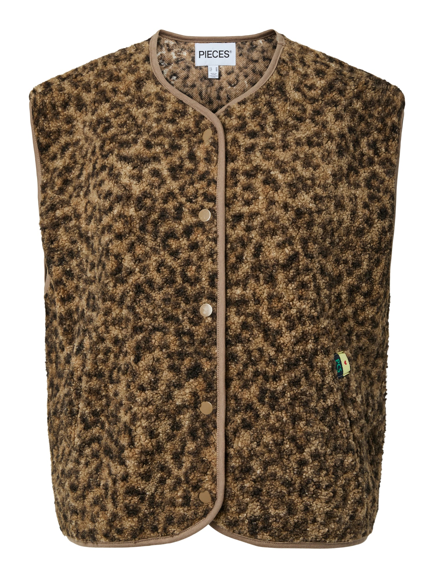Pieces | Gilet Katty teddy vest NOOS tannin leopard