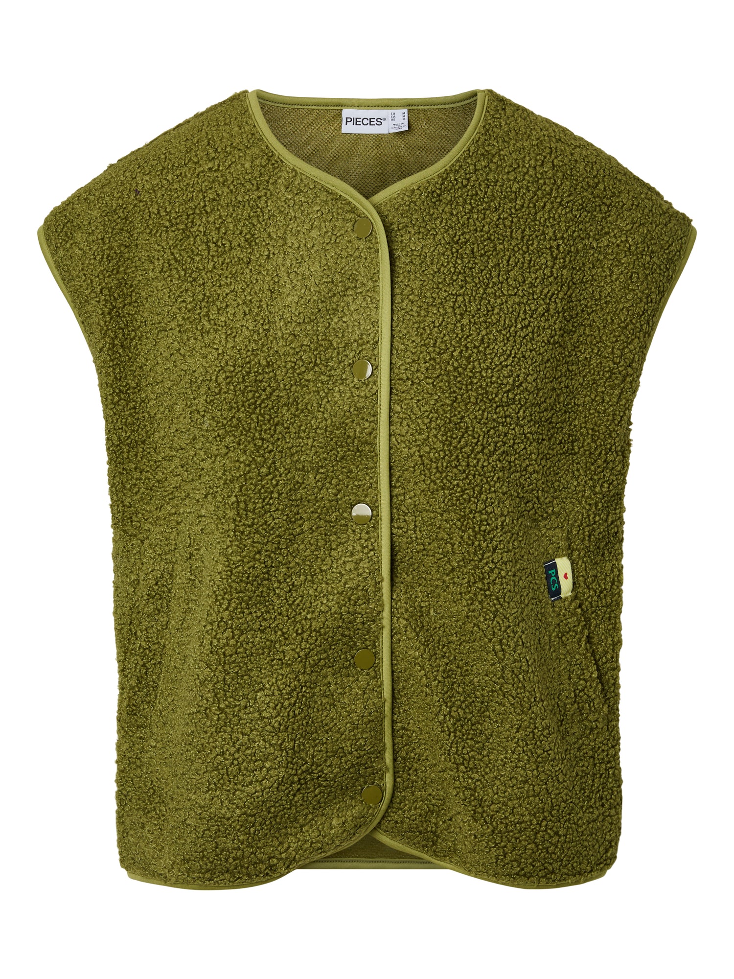 Pieces | Gilet Katty teddy vest NOOS sphagnum