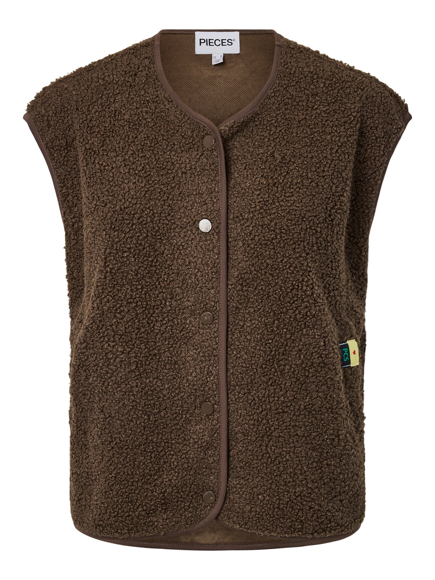 Pieces | Gilet Katty teddy vest NOOS morel