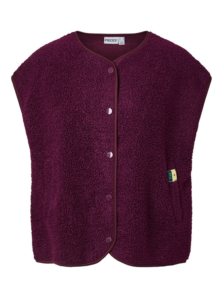 Pieces | Gilet Katty Teddy Vest pickled beet NOOS