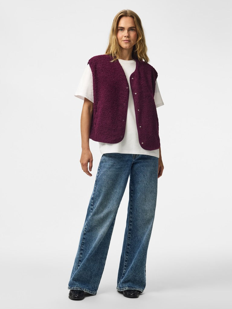 Pieces | Gilet Katty Teddy Vest pickled beet NOOS
