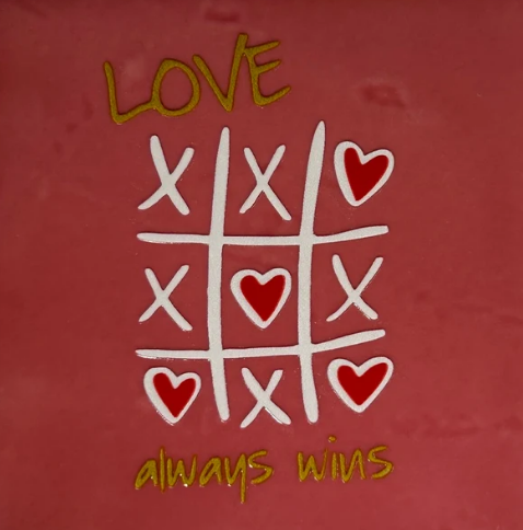 Yett | Tegeltje love always wins roze/creme