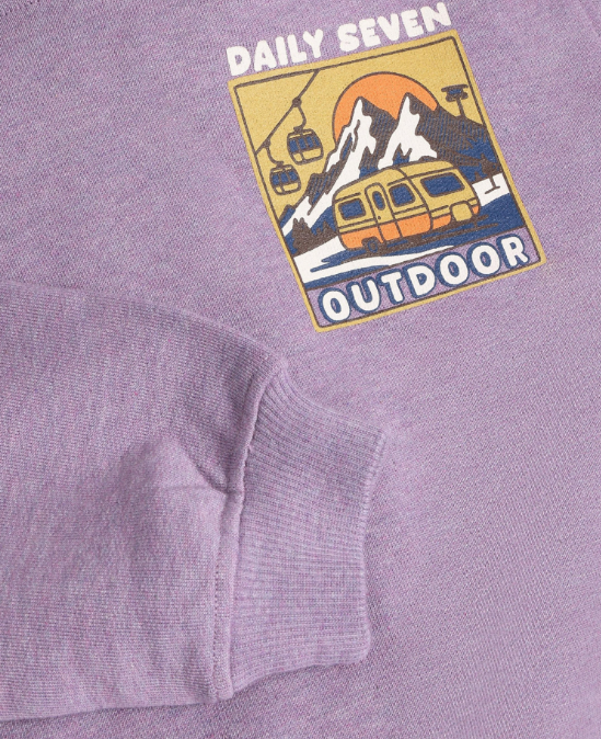 Daily7 | Hoodie oversized chest print purple melange