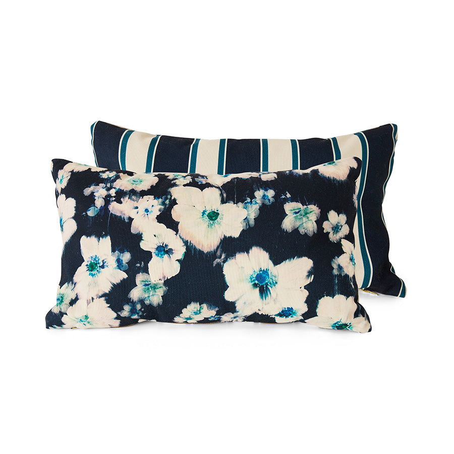 HK Living | Printed cushion, blues (60x35cm)