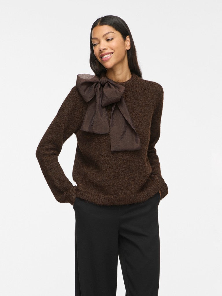 Vila | Trui Bows met strik coffee bean