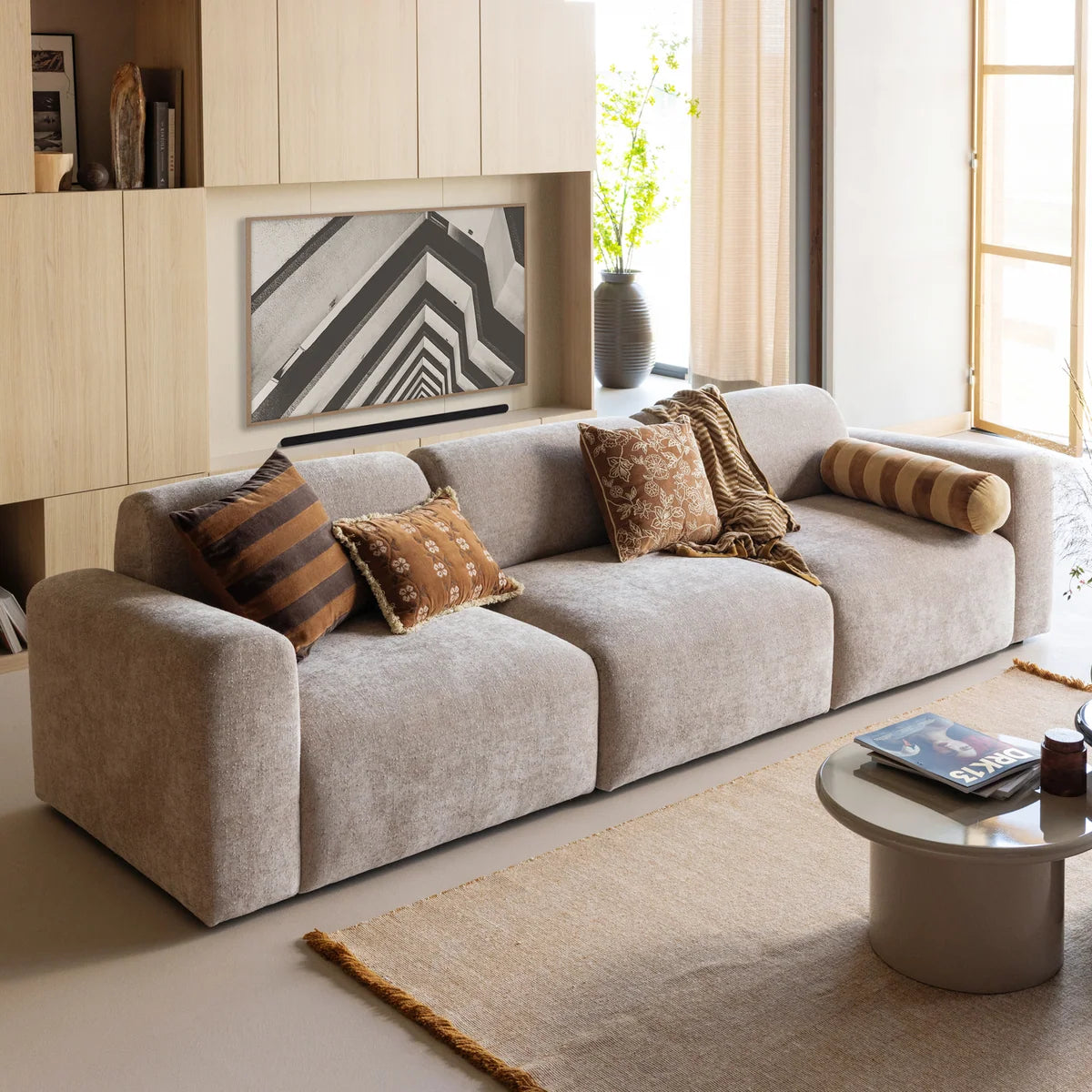 Woood | Kussen Rela brown/ecru
