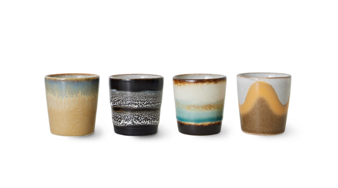 HK Living | 70's servies Eierdopjes granite set4