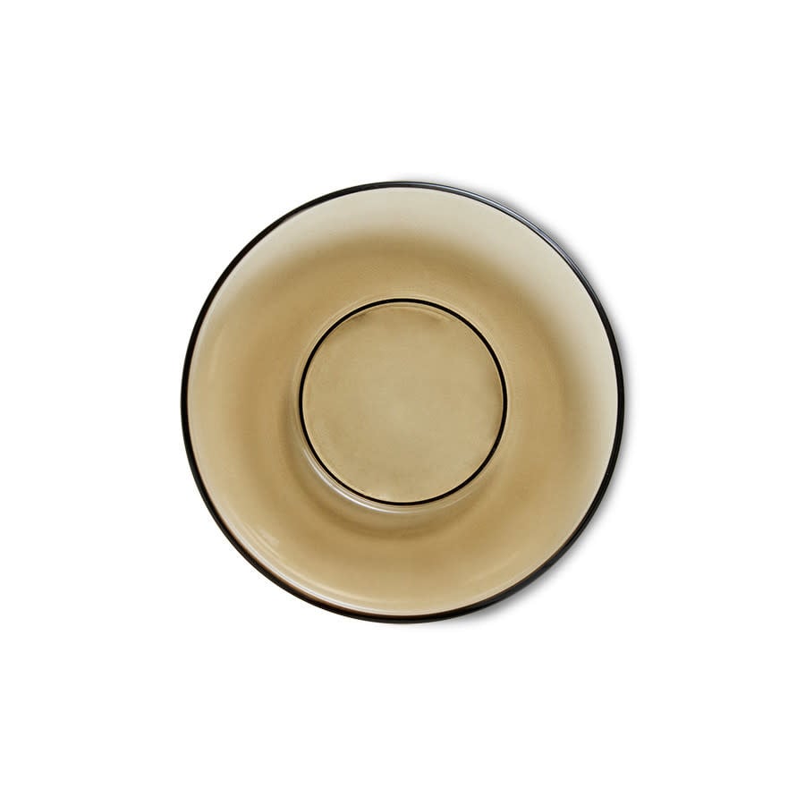 HK Living | 70's servies glas schotel mud bruin
