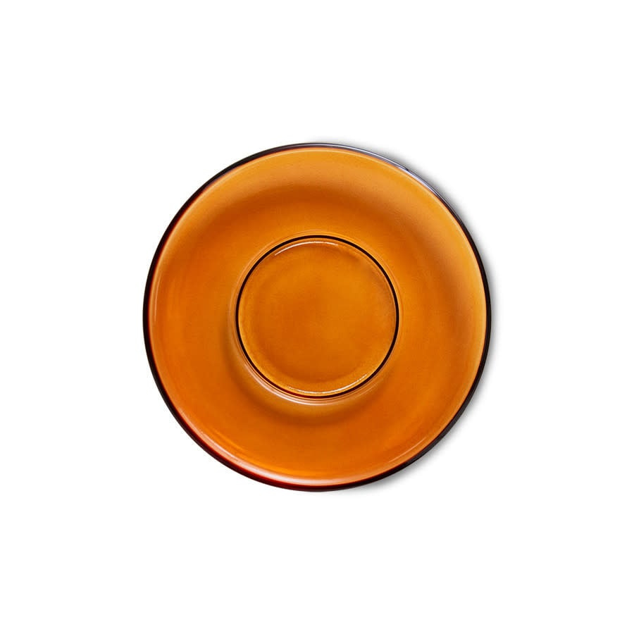 HK Living | 70's servies glas schotel amber bruin