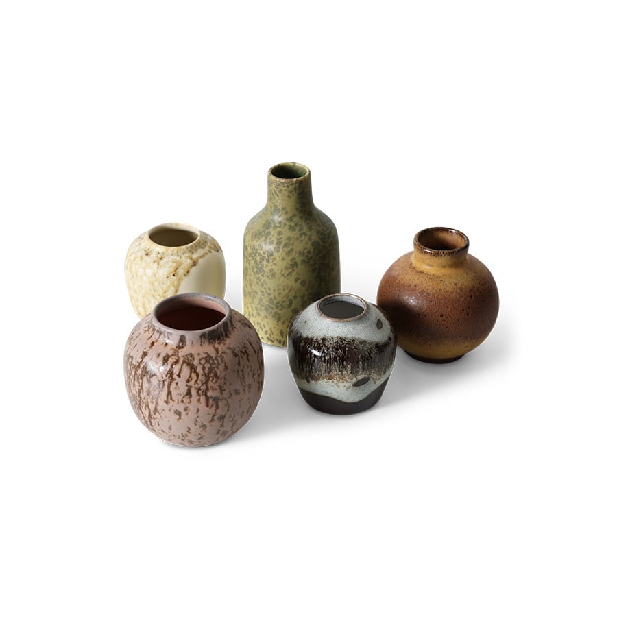 HK Living | 70's servies vaasjes Pursuit set van 5