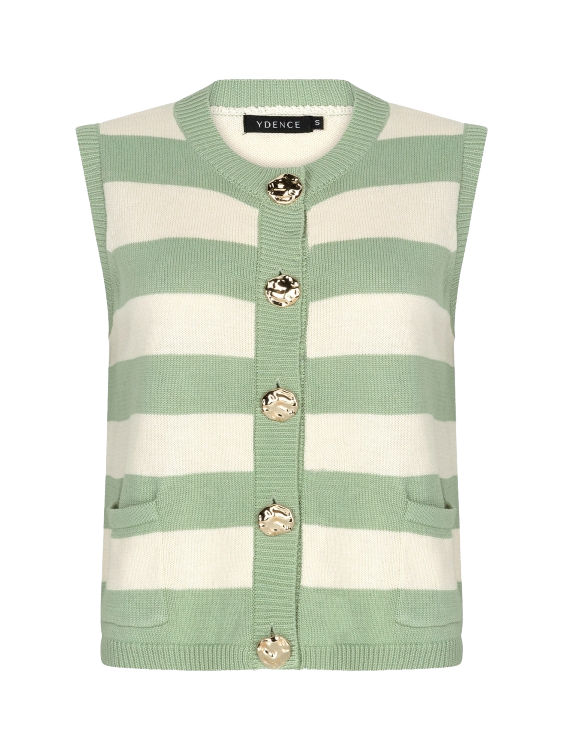 Ydence | Top Judith knitted sage green ecru