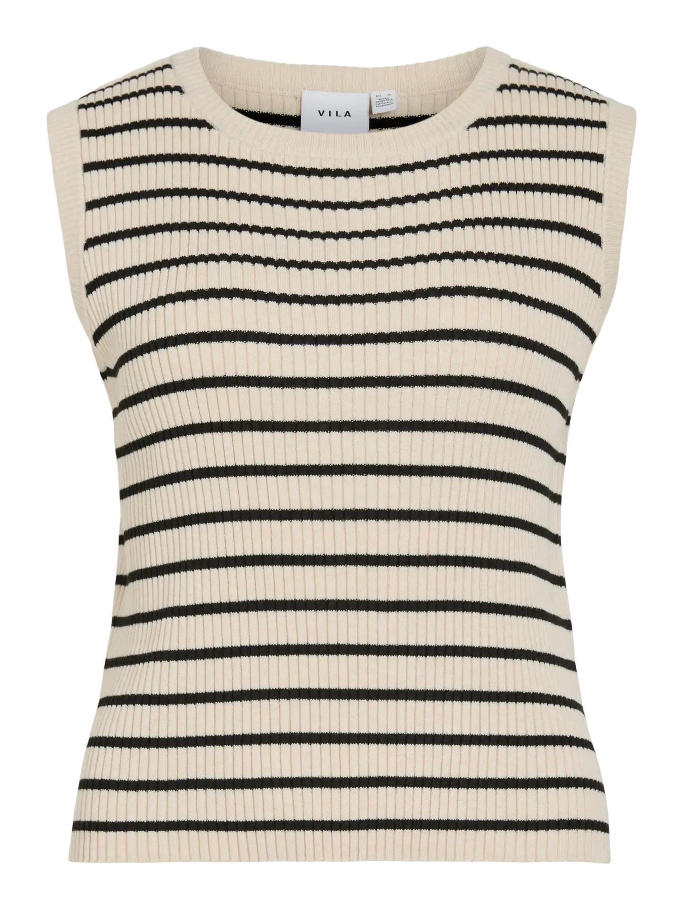 Vila | Top Malu rib sandshell/black