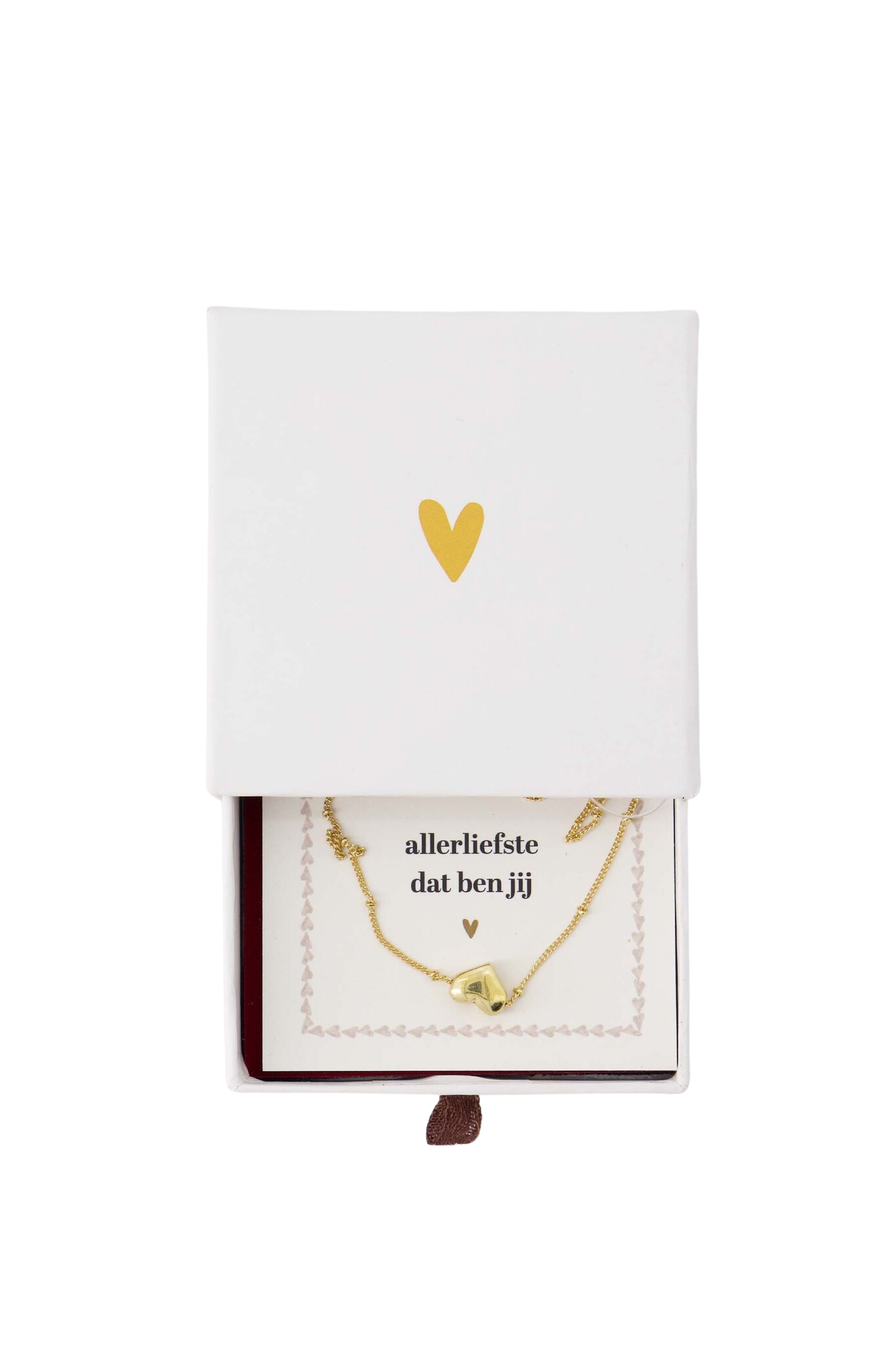 Zusss | Ketting hartje in schuifdoosje wit