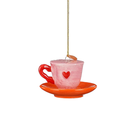 Selected by | Ornament theekopje roze 4x7cm