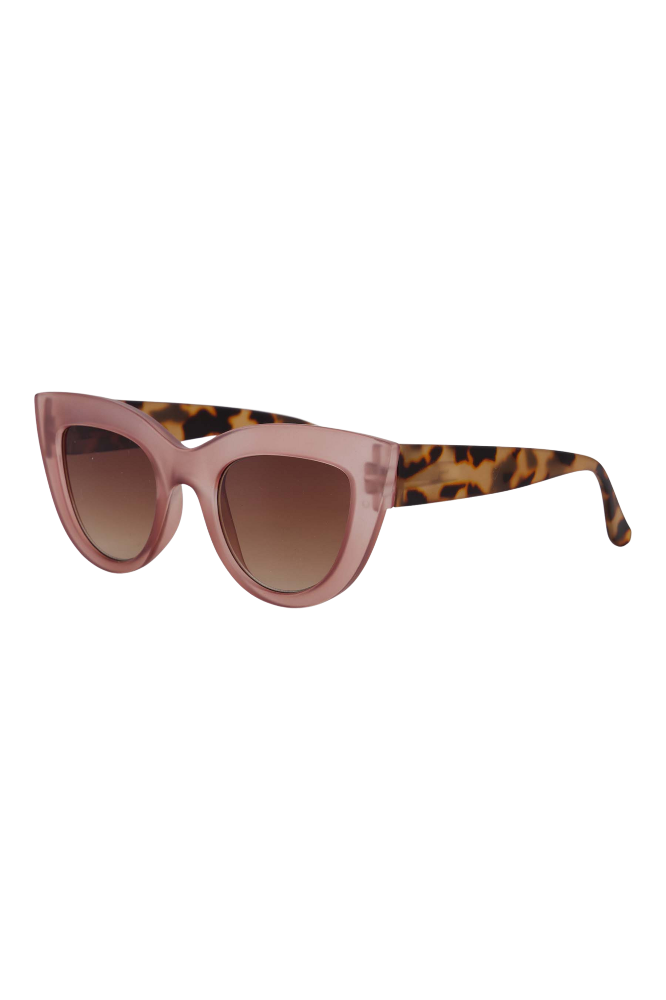 Zusss | Cat eye zonnebril met panterprint details incl koker zacht roze
