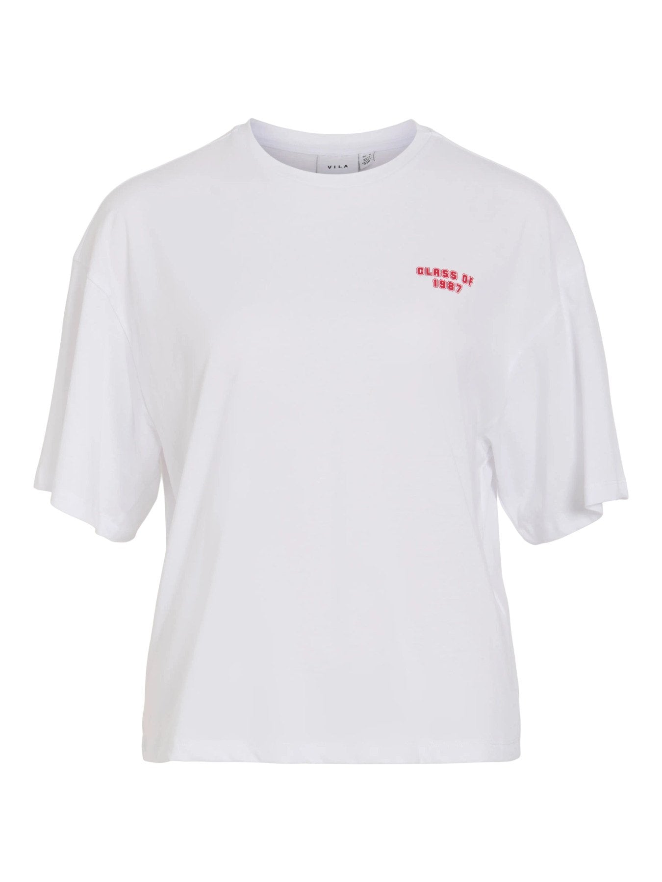 Vila | T-shirt Hira optical snow red text