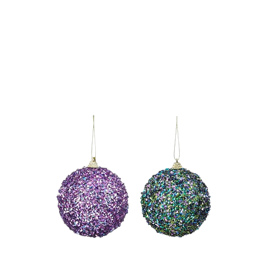 Selected by | Kerstbal glitters lila/groen