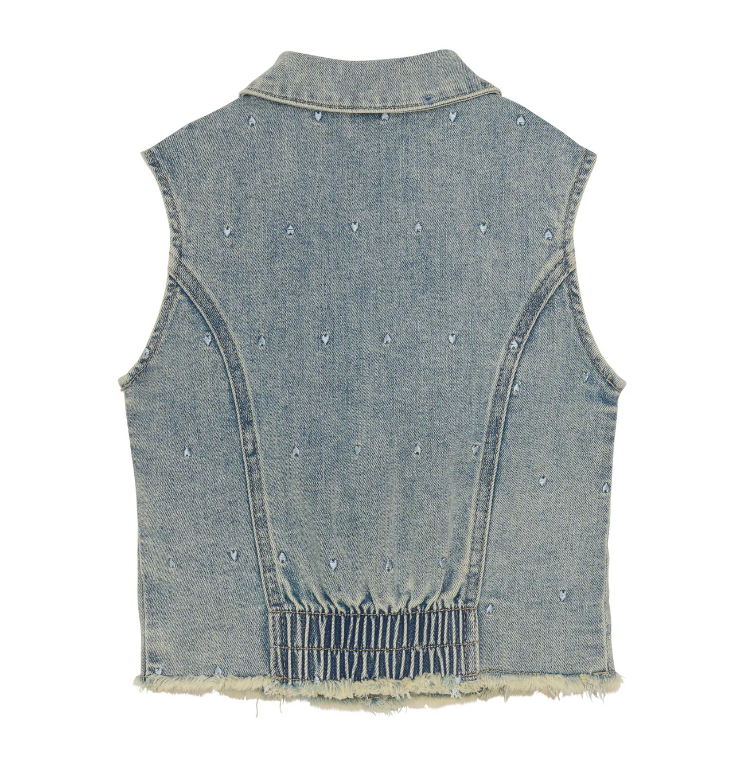Daily7 | Gilet denim geborduurde hartjes