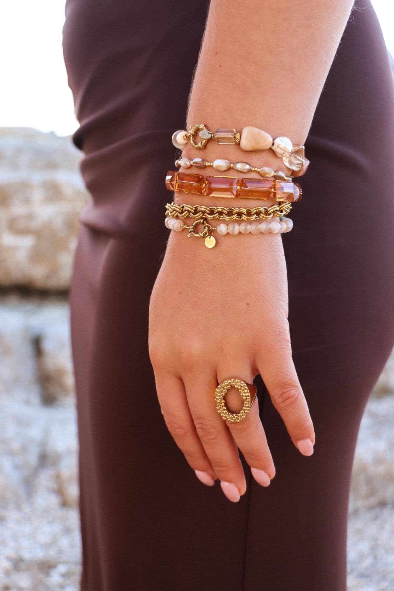 Label Kiki | Armband Naturel shell gold