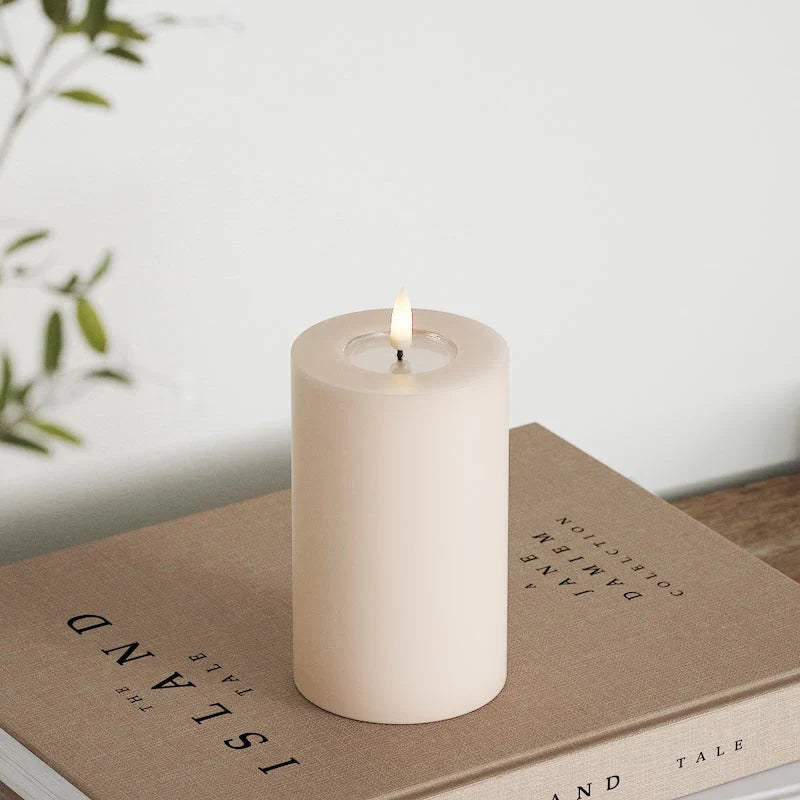 Deluxe Homeart | LED Kaars taupe/roze 7.5x12.5cm