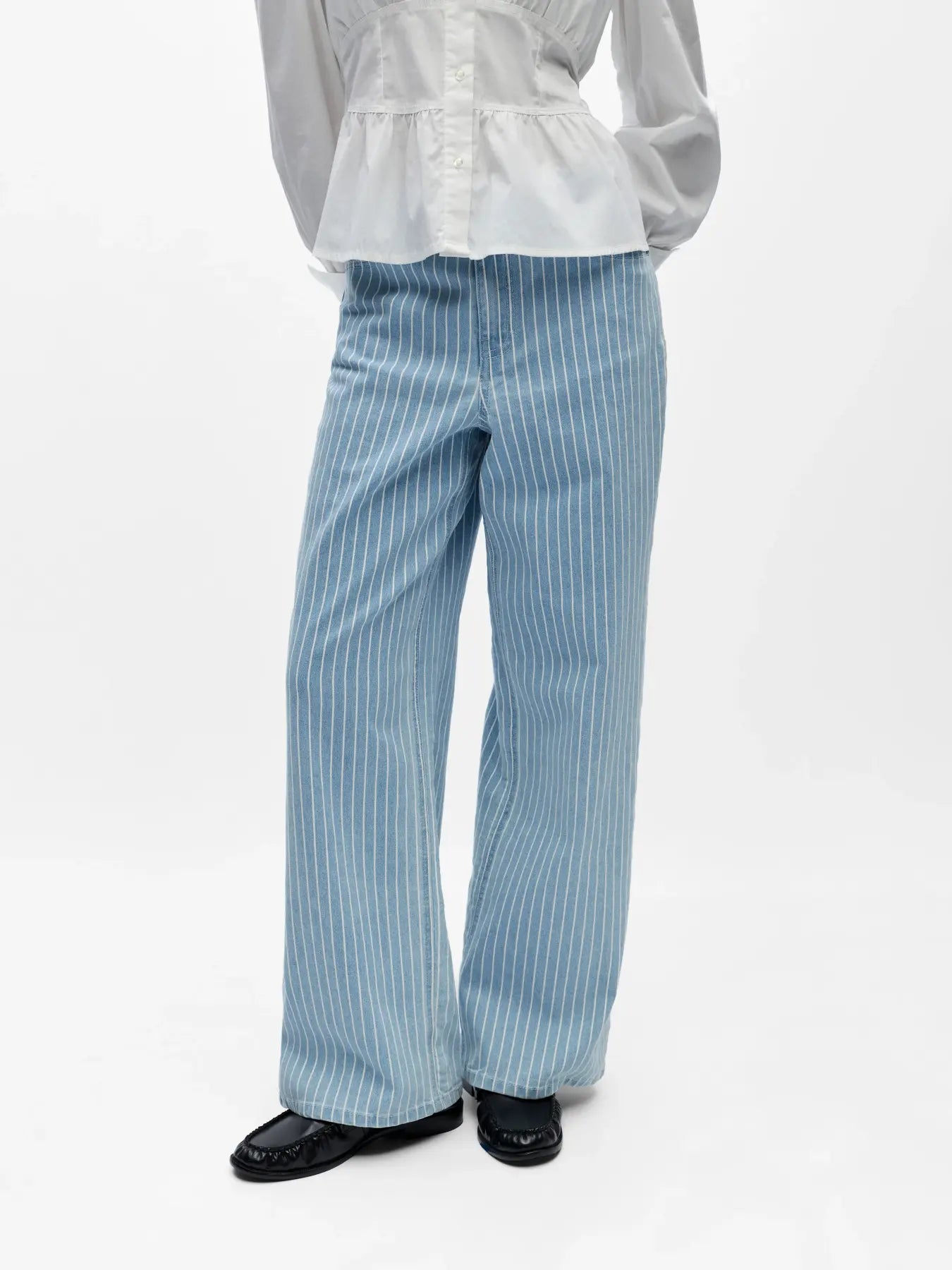Object | Jeans wijd Sanni light blue denim stripes
