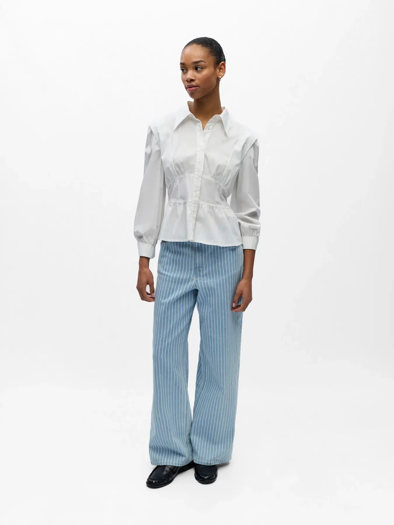 Object | Jeans wijd Sanni light blue denim stripes