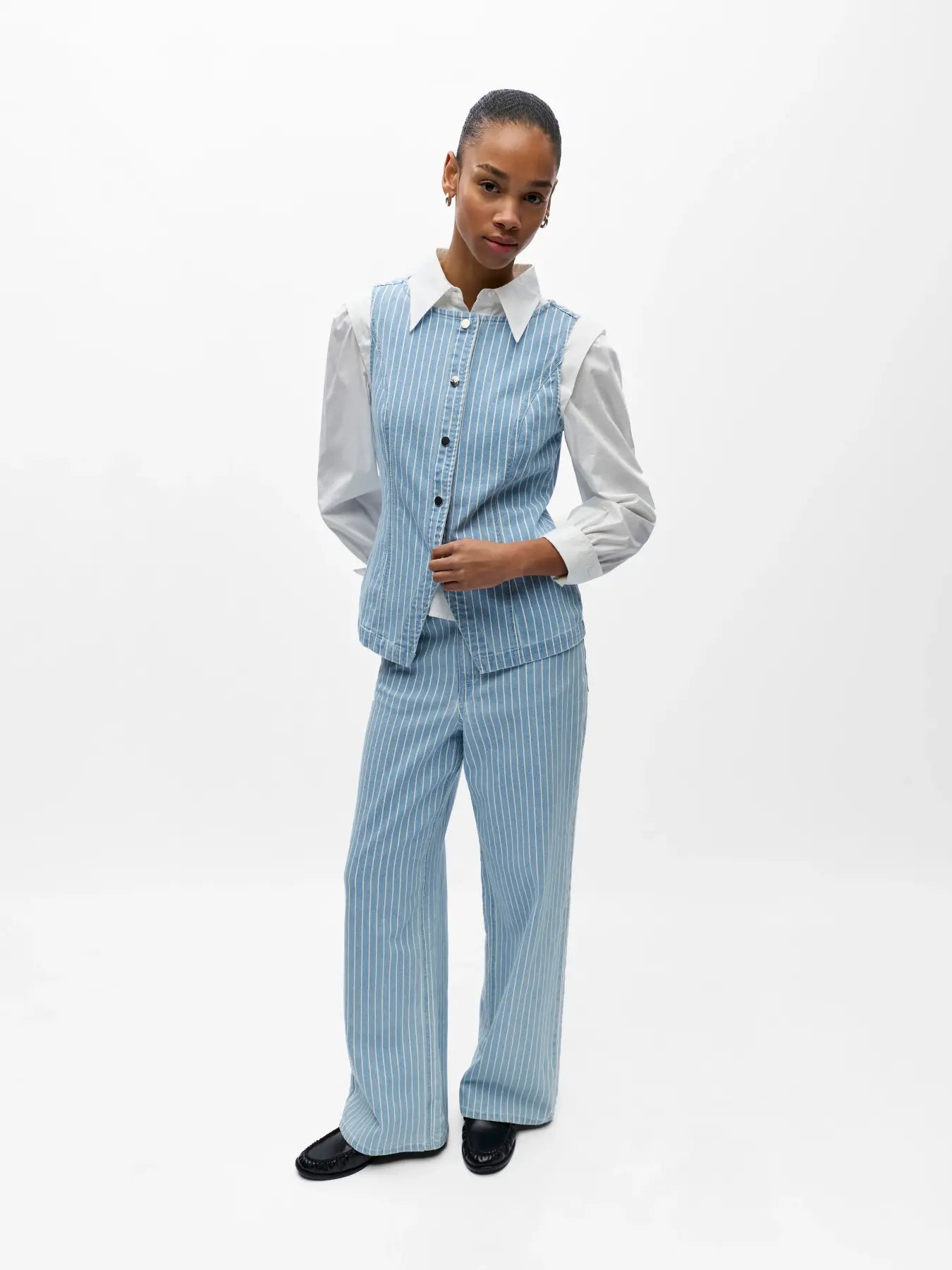 Object | Jeans wijd Sanni light blue denim stripes