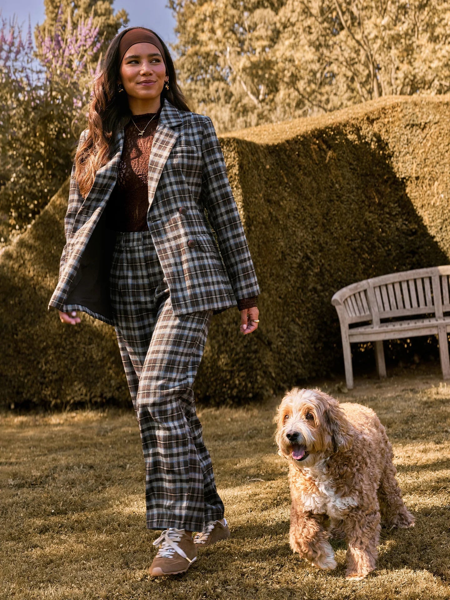 Ydence | Blazer Novalee Brown/blue check