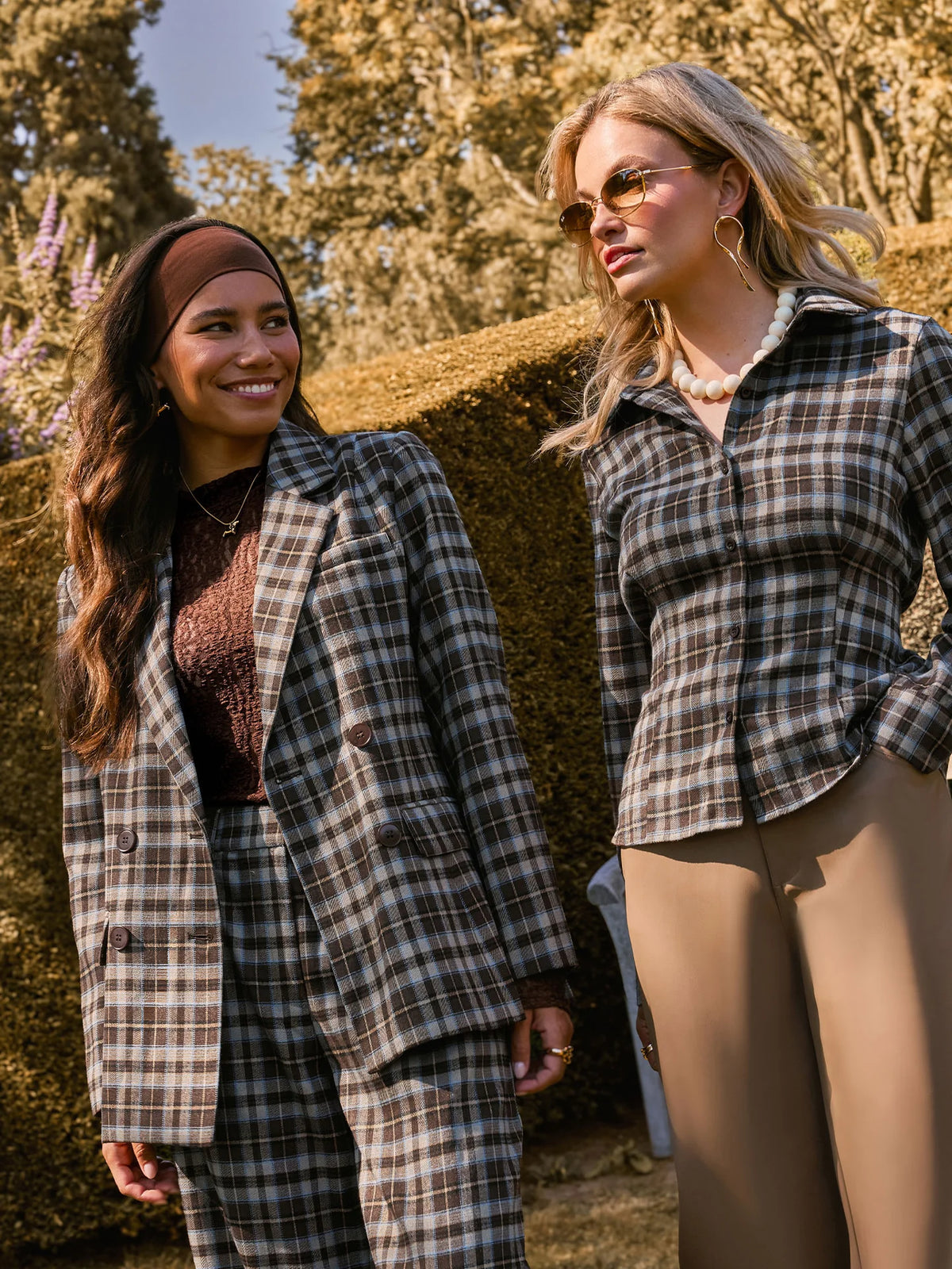 Ydence | Blazer Novalee Brown/blue check