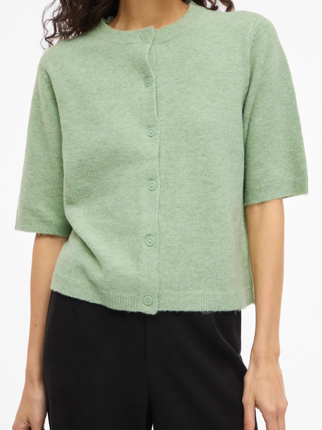 Vila | Gebreid vestje Liga smoke green NOOS