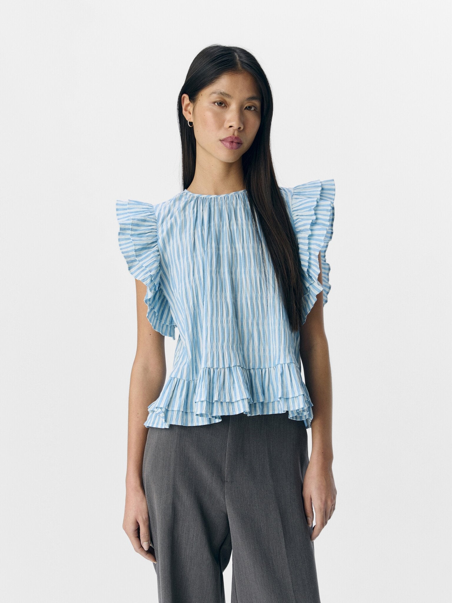 Object | Top Fine cornflower blue stripes