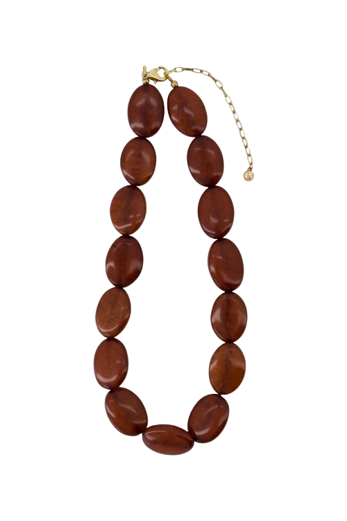 Zusss | Ketting van platte kralen brown