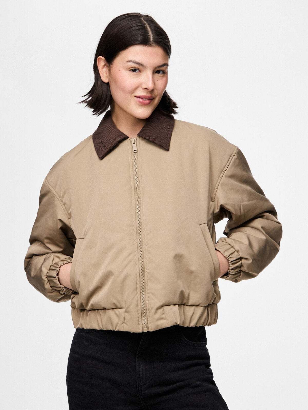Pieces | Bomberjas Jorma greige/hot fudge