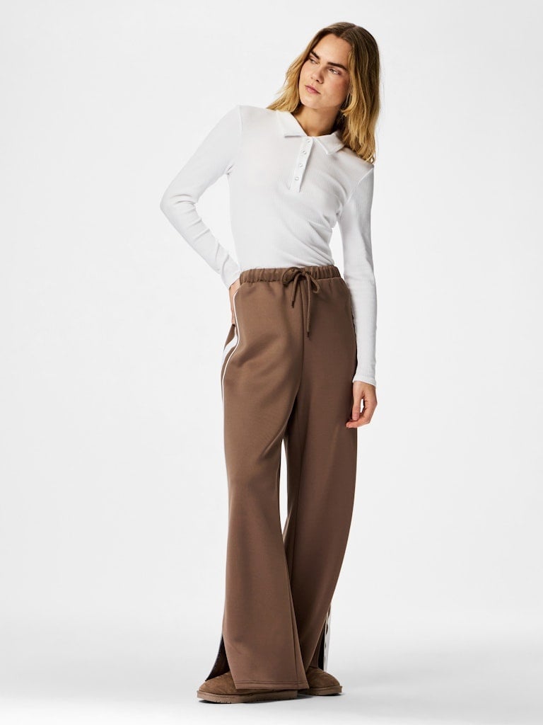 Pieces | Broek Track coffee quartz