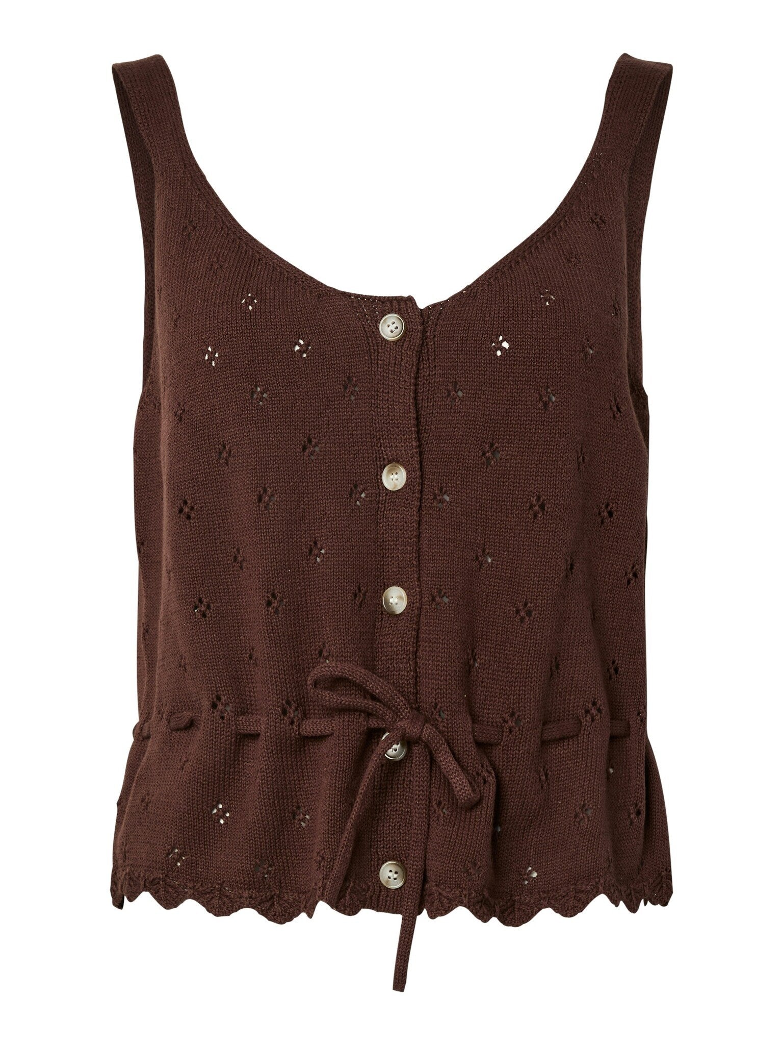Pieces | Top Puka knitted chicory coffee