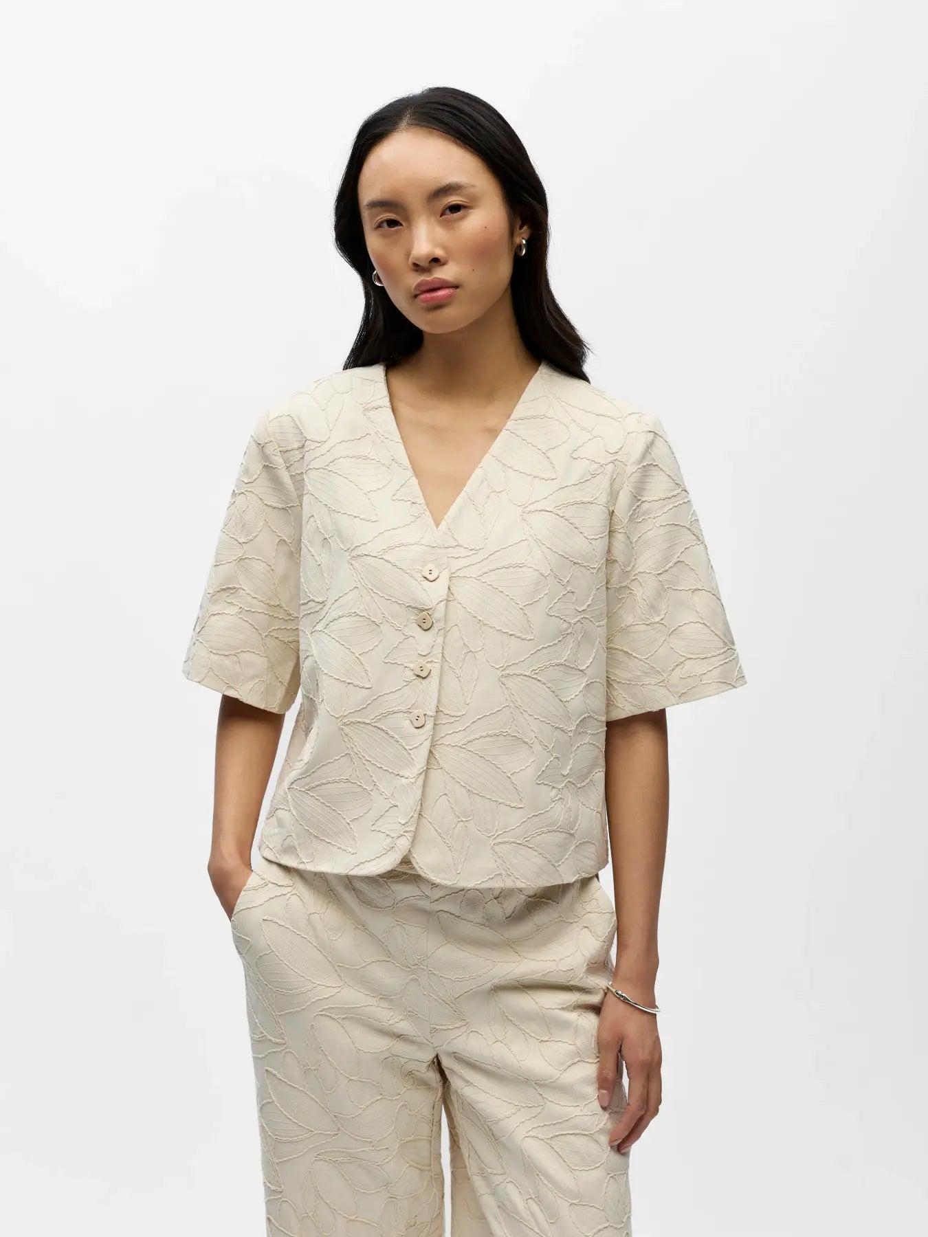 Object | Blazer korte mouw Mathilda white sand