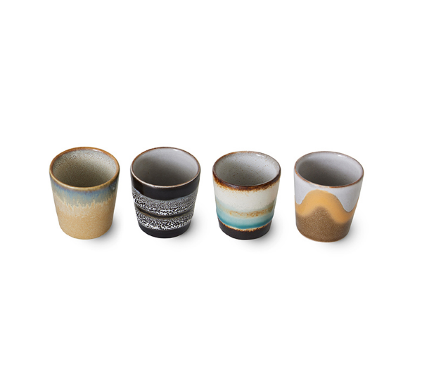 HK Living | 70's servies Eierdopjes granite set4
