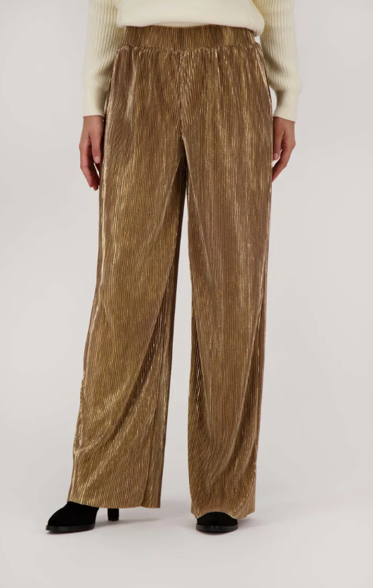 Zusss | Broek plisse champgane goud