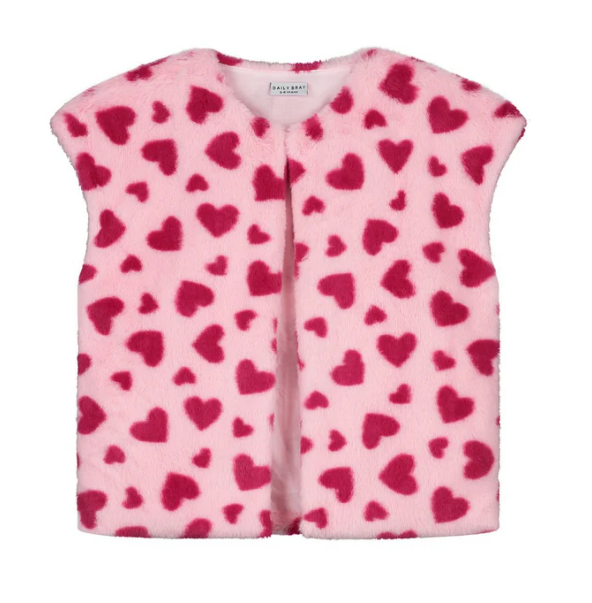 Daily Brat | Gilet teddy hartjes pink