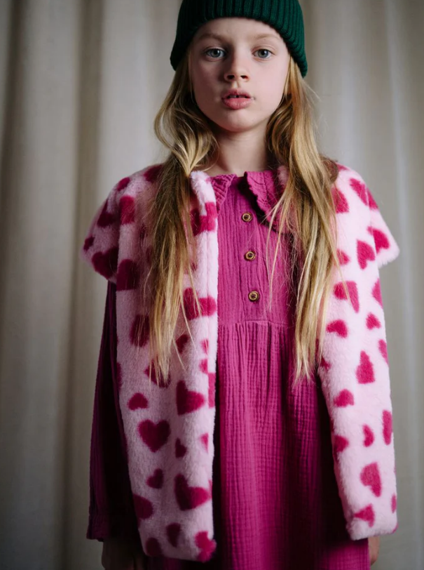 Daily Brat | Gilet teddy hartjes pink