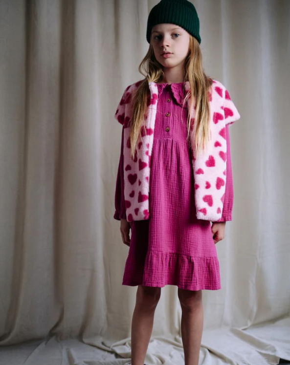 Daily Brat | Gilet teddy hartjes pink