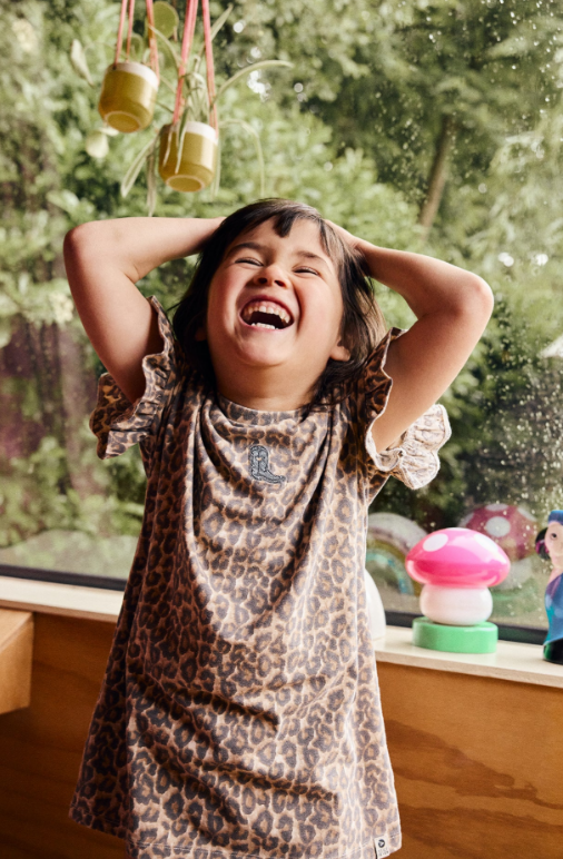 Daily7 | T-shirt jurk Leopard sandshell