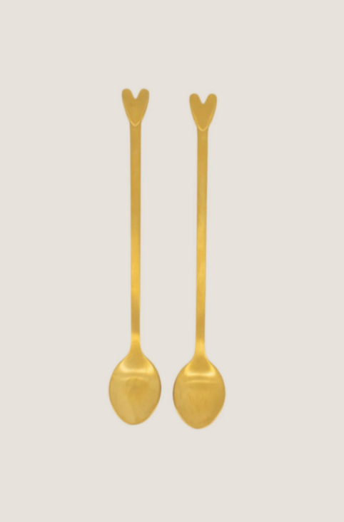 Zusss | Lange lepels hartje goud | set van 2