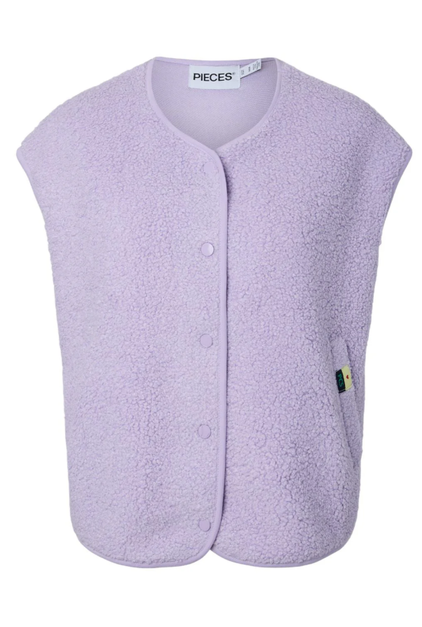 Pieces | Teddy vest Katty pastel lilac NOOS