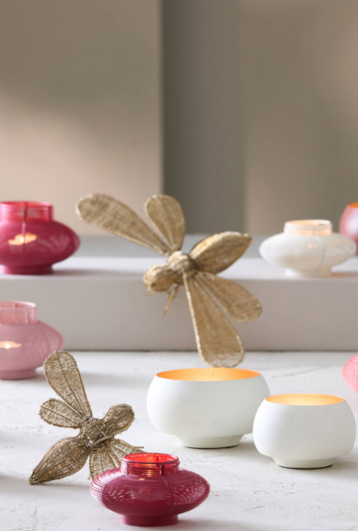 Light & Living | Waxinelichthouder Rapallo creme/goud 15x9cm