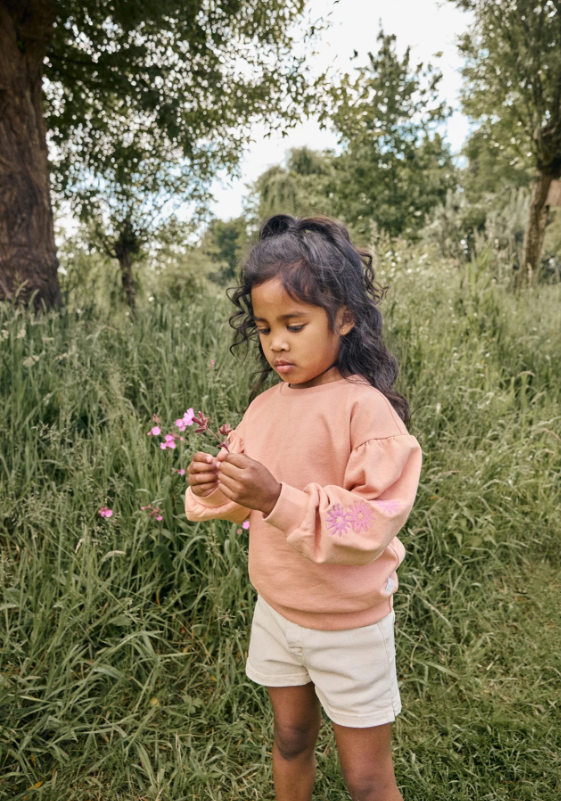 Daily7 | Sweater Embroidery sleeve dusty coral