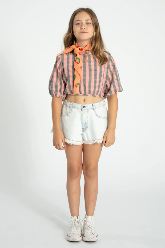 Piupiuchick | Short fringes washed blue denim