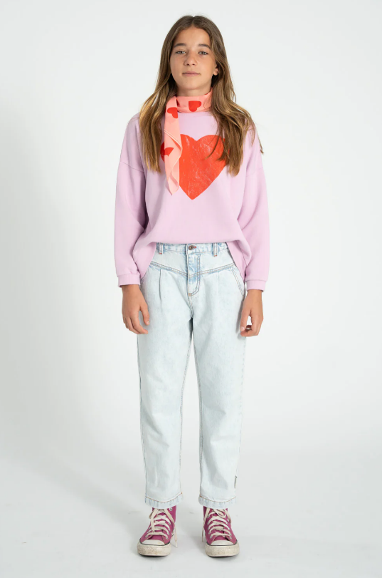 Piupiuchick | Sweatshirt red hearts lilac